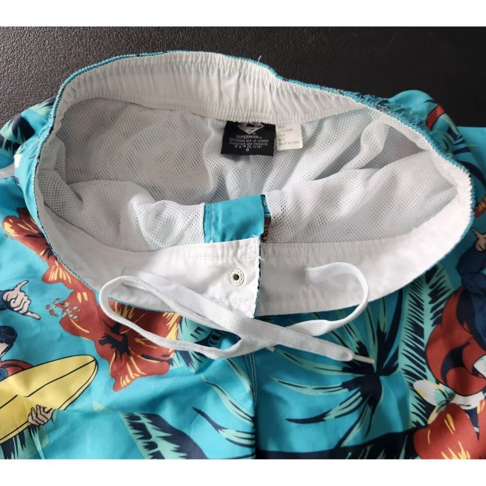 DC Superman Board Shorts Hawaiian Tropical Print Swim Trunks Mens‎ Small